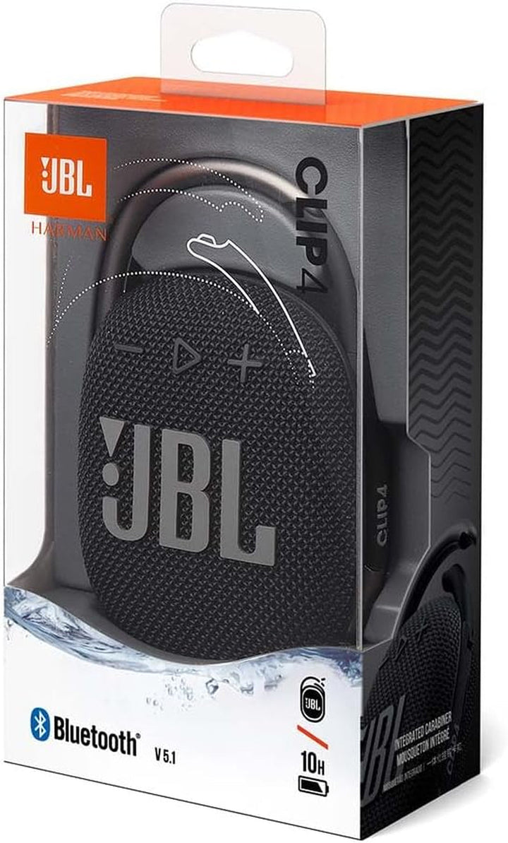 Difuzor Bluetooth JBL CLIP 4 - Negru - Cutie de muzică portabilă, rezistentă la apă, cu carabină practică - până la 10 ore de streaming muzical wireless