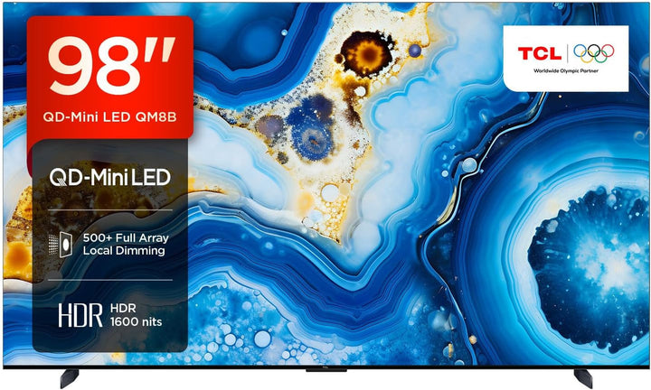 TCL 50QM8B Fernseher Miniled 50 Zoll, QLED, 144Hz, 4K HDR Premium 1250Nits, Google TV, Dolby Atmos, Onkyo, Game Master Pro 2.0