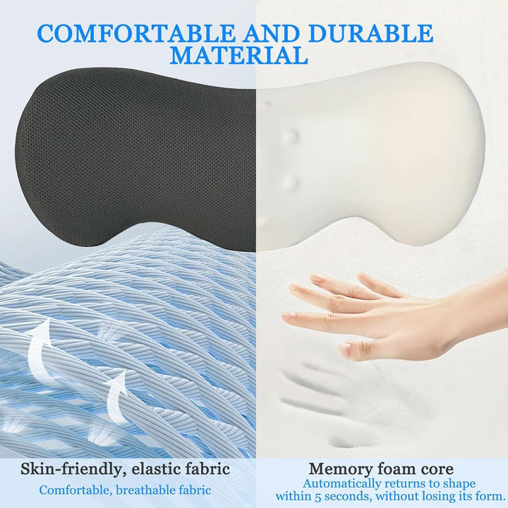 TFCIOD Pernă de susținere lombară, pernă de confort a coloanei vertebrale din spumă de memorie, pernă lombară, pernă de susținere a spatelui cu design ergonomic pentru ameliorarea durerii, pernă sciatică pentru pat, canapea, mașină (gri)
