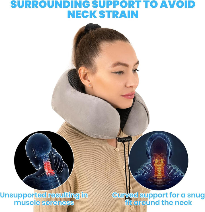 Good Nite Neck Pillow Airplane Neck Pillow Travel Pillow Adult Neck Pillow Car Home Pillow Head Pillow Ergonomic Memory Foam Washable With Narrow Back Adjustable Grey