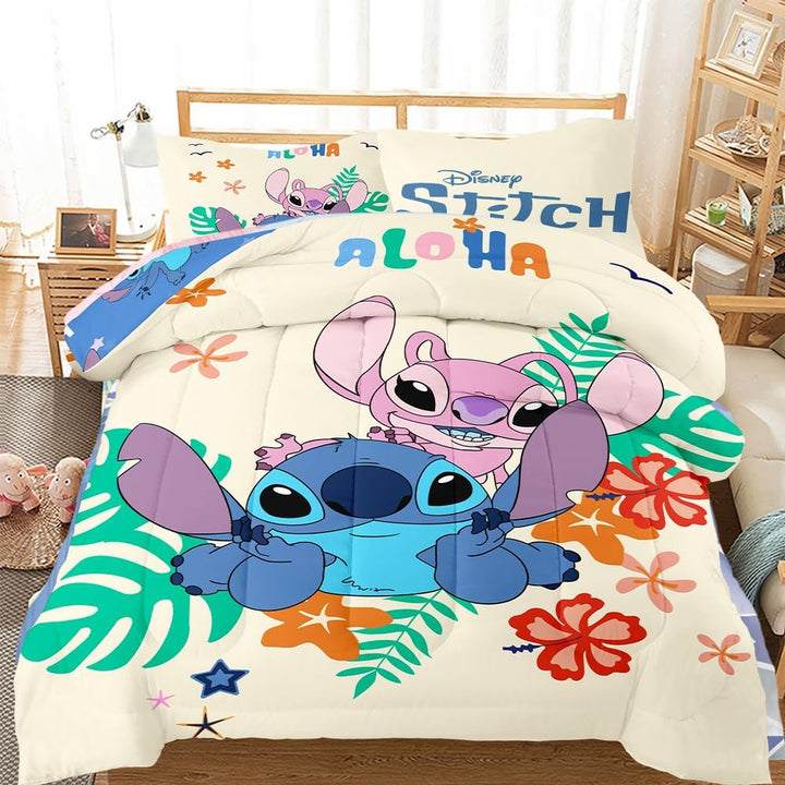 Kinderbettwäsche 135X200 Cm, Weiche Kinder Bettwäsche Set, Mit Kissenbezug 80×80 Cm, Stitch Kinderbettwäsche, 3D Anime Cartoon Drucken Kinderbettwäsche (Cartoon 2Set 009)