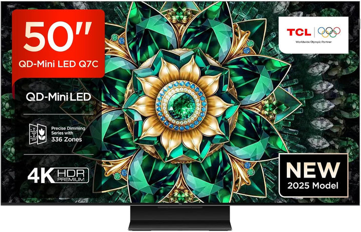 TCL 50QM8B Fernseher Miniled 50 Zoll, QLED, 144Hz, 4K HDR Premium 1250Nits, Google TV, Dolby Atmos, Onkyo, Game Master Pro 2.0
