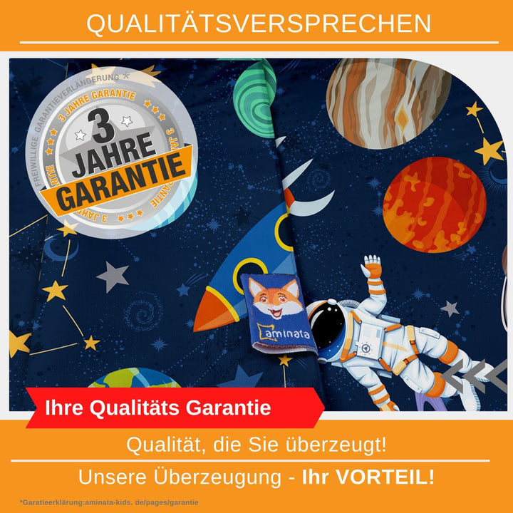 Aminata Kids Weltraum Bettwäsche Kinder 100X135 Cm 40X60 Cm - Kinderbettwäsche Weltall-Motiv - Jungen Rakete Baumwolle Reißverschluss Blau