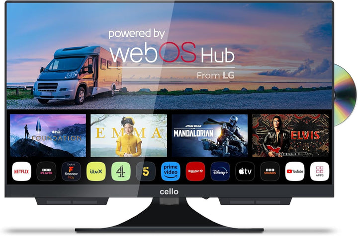 C2224WS Trav 22" Zoll SMART Full HD 12V Camping Reise TV Rahmenlos Triple Tuner Bluetooth Webos by LG Pitch Perfect Lautsprecher Wohnmobil LKW Boot [2024]