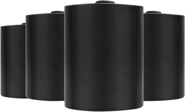 5,25 Zoll Bluetooth Außen-Lautsprecher Wasserdicht 600Watt Mit Stereo-Verstärker Verkabelt Für Außenbereich Terrasse Garage Haus (4 Schwarze Outdoor-Lautsprecher)