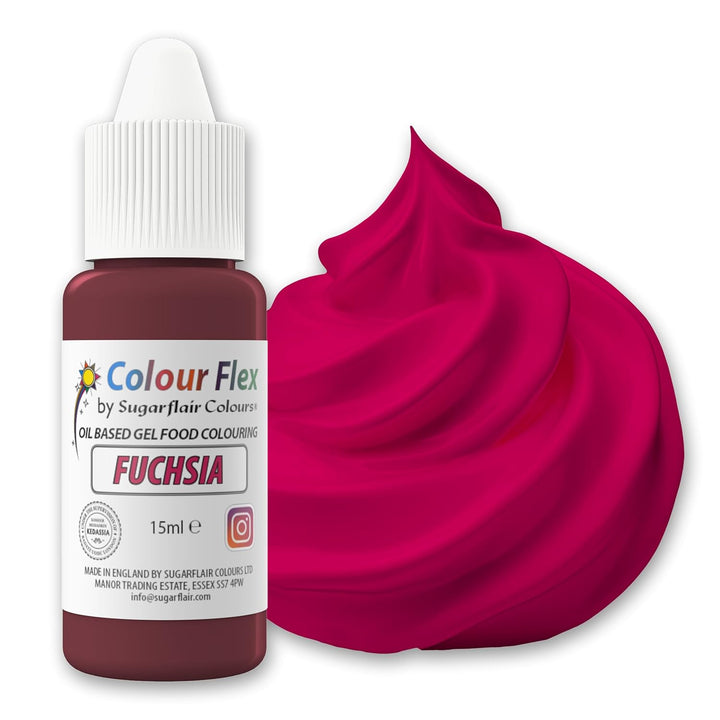 Sugarflair Colourflex Lebensmittelfarbe Auf Ölbasis Fuchsia, Flüssige Lebensmittel Farbe Hochkonzentriert, Food Coloring Für Buttercreme, Schokolade, Teige, Fondant, Zuckerguss Und Mehr - 15 Ml