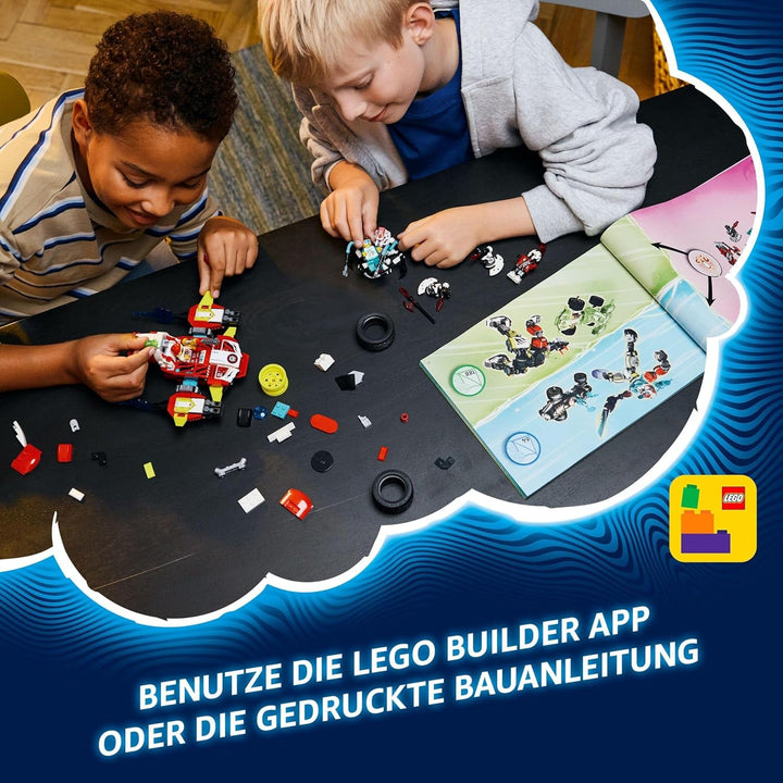 LEGO Dreamzzz Cooper's Tiger Mech și Zero'S Hot Rod Car, mașină de jucărie pentru copii, cadou pentru băieți și fete de la 9 ani, set de joacă 2 în 1 cu Mech și minifigurine 71497
