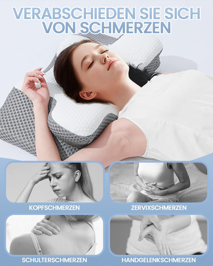 Pernă pentru gât 2 în 1 Pernă, pernă cu spumă de memorie, pernă ortopedică ergonomică, 2 înălțimi de dormit, pernă de sprijin pentru gât pentru sprijin lateral / spate / burtă