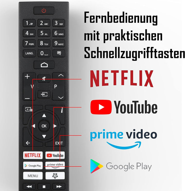 JVC LT-50VA3355 50 Zoll Fernseher/Android Smart TV (4K Ultra HD, HDR Dolby Vision, Triple-Tuner, Bluetooth, Dolby Atmos) [2023], Schwarz