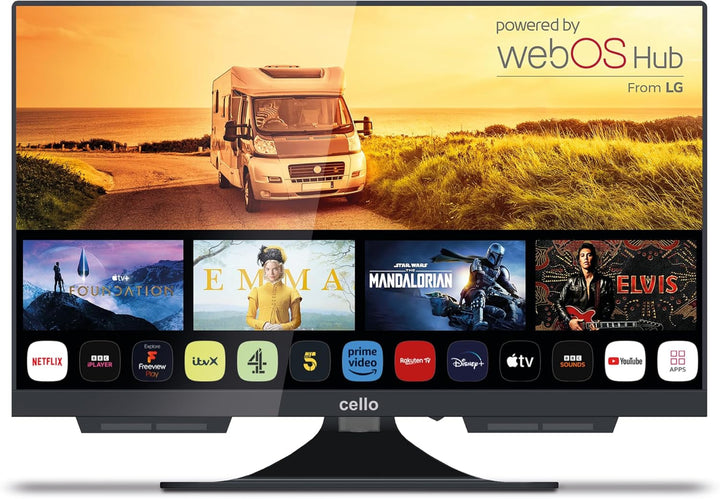 C2224WS Trav 22" Zoll SMART Full HD 12V Camping Reise TV Rahmenlos Triple Tuner Bluetooth Webos by LG Pitch Perfect Lautsprecher Wohnmobil LKW Boot [2024]