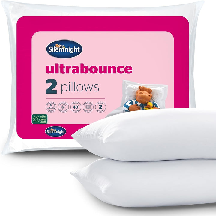Pernă Silentnight Ultrabounce, alb, microfibră, alb, pachet de 2