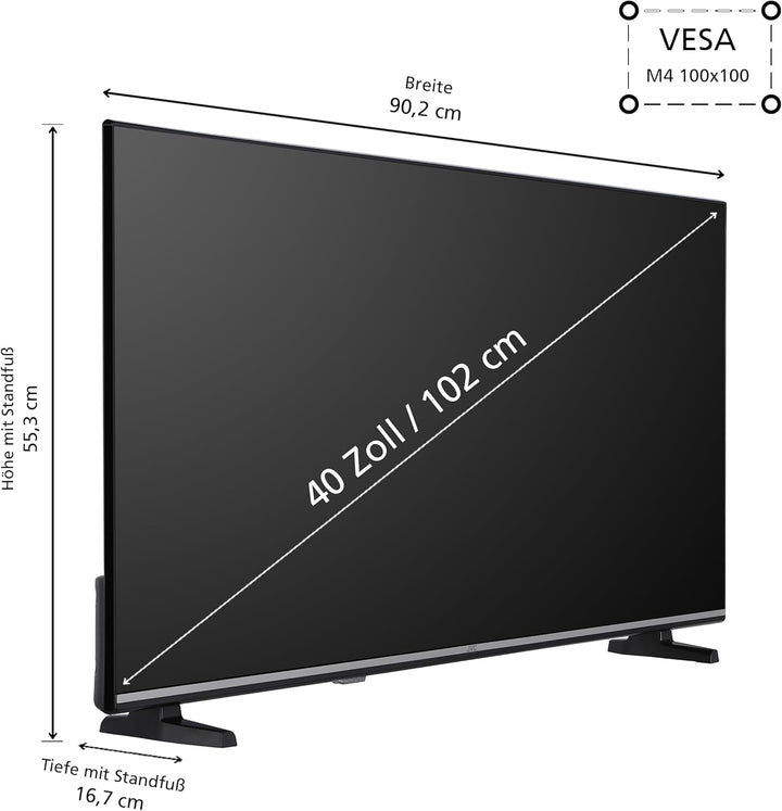 JVC Fernseher 40 Zoll Smart TV VIDAA LT-40VDF5455 Full HD Fernseher, HDR TV Mit Integriertem Triple-Tuner, LED TV Schwarz