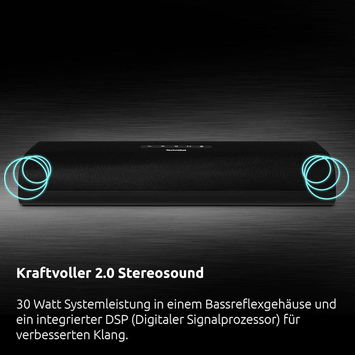 Technisat AUDIOMASTER SL 450 – Soundbar Mit Bluethooth (30 Watt, Usb-Anschluss, HDMI, HDMI ARC, 2.0 Kanal, Auxin, Audio Eingang Optisch, Fernbedienung) Schwarz