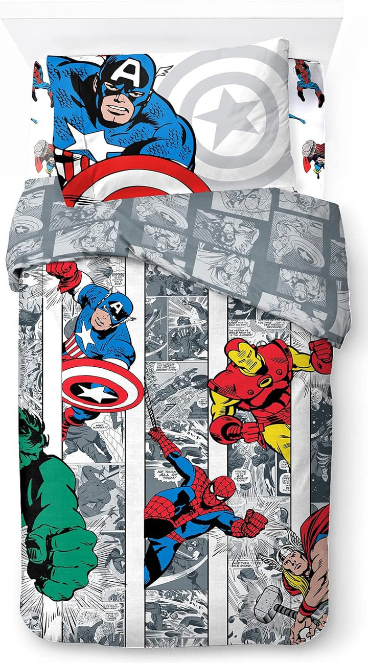 Jay Franco Marvel Spiderman City Streets Einzelbettgröße Kinderbettwäsche-Set Mit Bettbezug 135X200Cm + Kissenbezug 50X70Cm Aus 100% Baumwolle