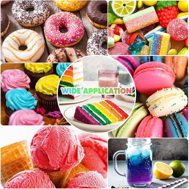 Lebensmittelfarbe Gel - 12 Farben Konzentrierte Gel Lebensmittel Farben Für Kuchen Dekoration, Backen, Kekse, Macaron - Zuckerfrei Food Coloring Für Getränken, Tortendeko, DIY Slime, Osterei - 10Ml Je