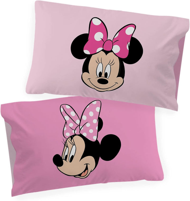 Jay Franco Disney Minnie Hearts & Love 100% Baumwolle Kinderbettwäsche-Set 135X200 Cm Einzelbettgröße - Bettbezug + Kissenbezug 50X70 Cm