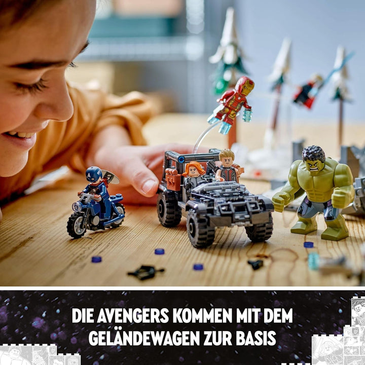 LEGO Marvel Avengers Assemble: Age of Ultron, set de construit și jucat cu 8 minifigurine de supereroi precum Thor, Hulk și Iron Man, jucărie de construit pentru băieți și fete, set de aventură 76291