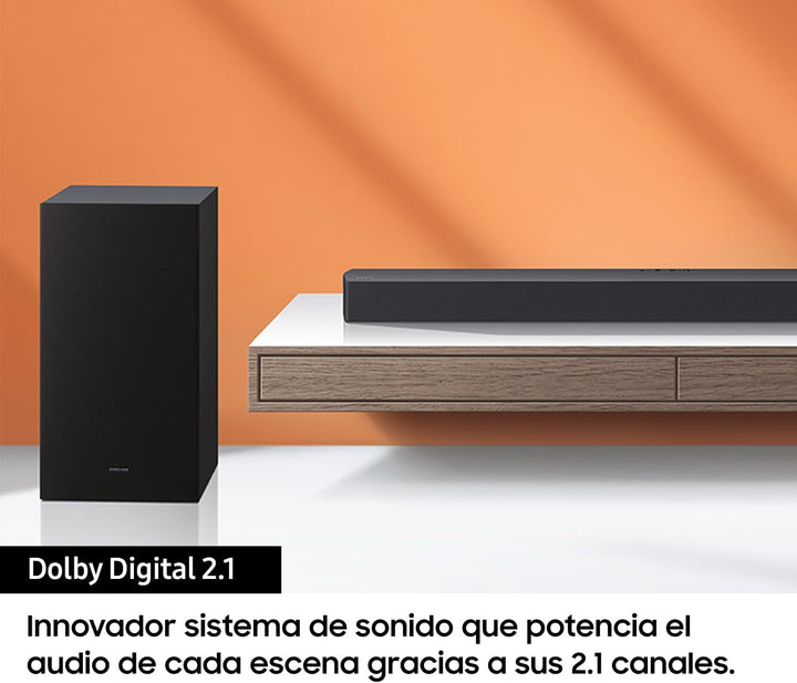 SAMSUNG Soundbar HW-C450/ZF C-Serie, 3 Lautsprecher, Subwoofer Inklusive, 2.1-Kanal-Audio, Adaptive Sound Lite, Black 2023
