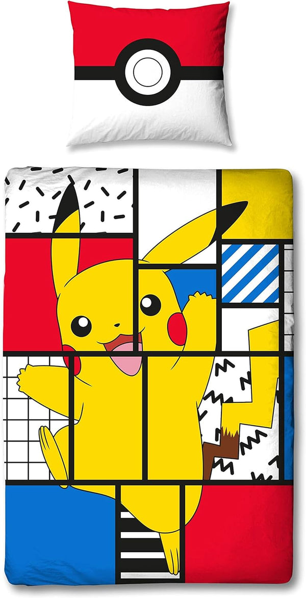 Character World Pokemon Bettwäsche Set Pikachu 135X200 Cm + 80X80 Cm Deutsche Größe 100% Baumwolle 2 Teilig Für Jugendliche Kinder