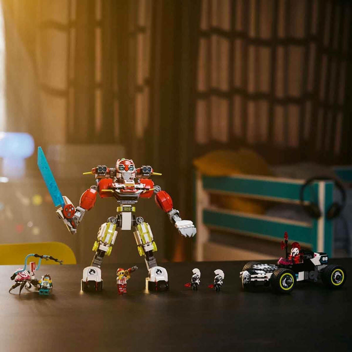 LEGO Dreamzzz Cooper's Tiger Mech și Zero'S Hot Rod Car, mașină de jucărie pentru copii, cadou pentru băieți și fete de la 9 ani, set de joacă 2 în 1 cu Mech și minifigurine 71497