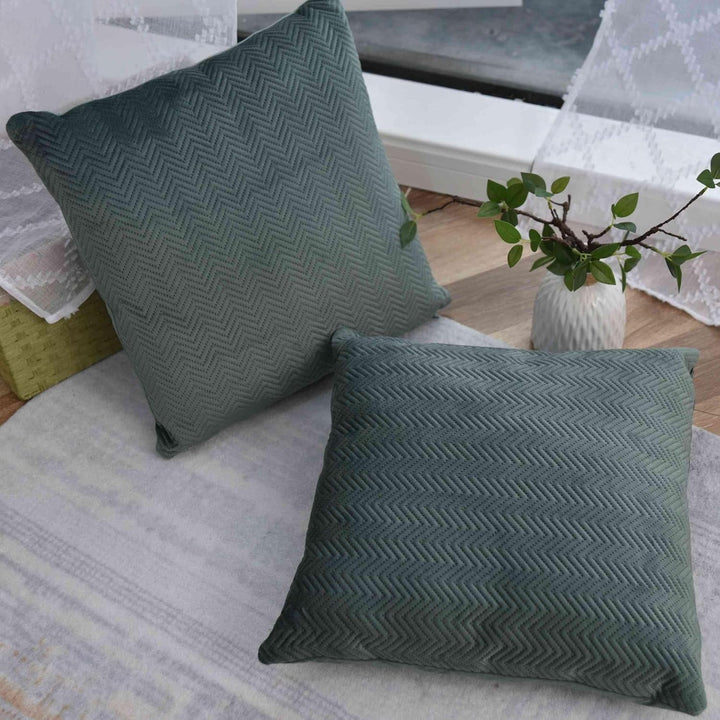 Cutie pentru perdele Pernă Pernă decorativă Lxw 45X45 Cm Verde Jacquard "Greta" Cu design în formă de heringbone Închidere cu fermoar ușor de întreținut Umplutură moale 320G - Varietate de culori, 2023510