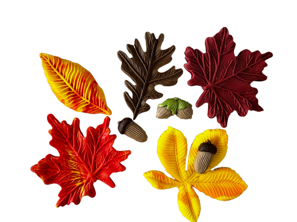 Set mit 8 essbaren Zuckerpastendekorationen, Herbst