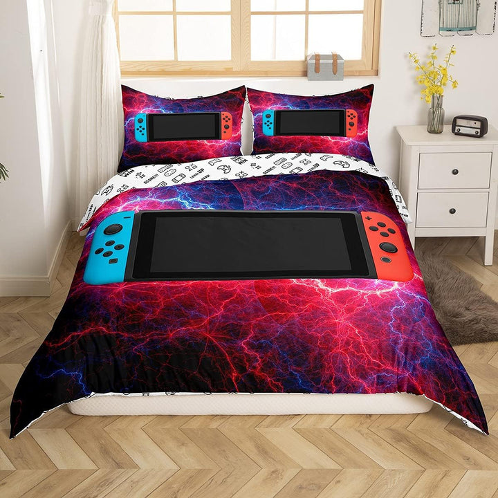 Gamer Bettwäsche Sets Für Jungen 155X220,Gaming Bettbezug Kinder Teens Männer Videospiel Zimmer Dekor Reversible Gaming Tröster Abdeckung Grün Retro Game Controller Bettbezug Weicher Luxus 2 Stücke