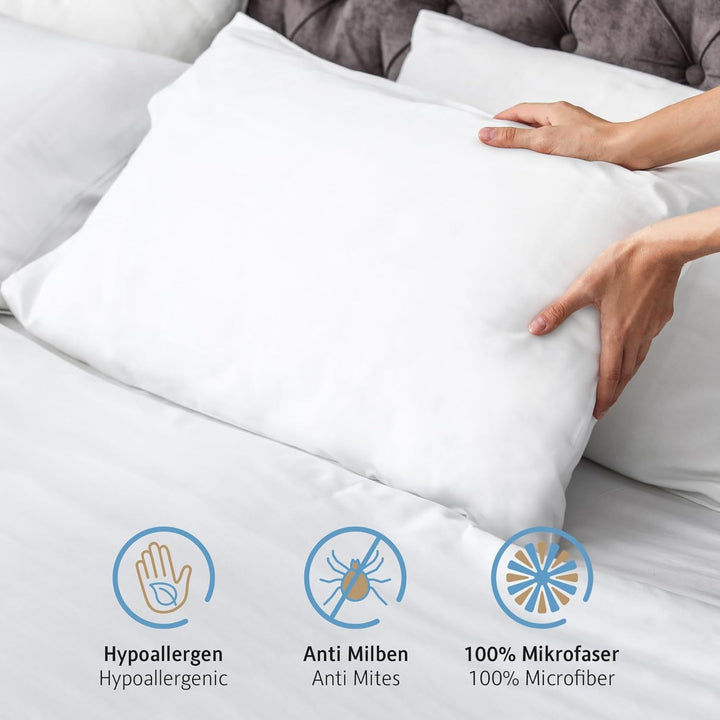 Pernă 80X80 Cm set de 2, pernă certificată Oeko-Tex cu umplutură de pernă 1000G, potrivită pentru alergici, lavabilă