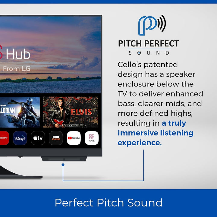 C2224WS Trav 22" Zoll SMART Full HD 12V Camping Reise TV Rahmenlos Triple Tuner Bluetooth Webos by LG Pitch Perfect Lautsprecher Wohnmobil LKW Boot [2024]