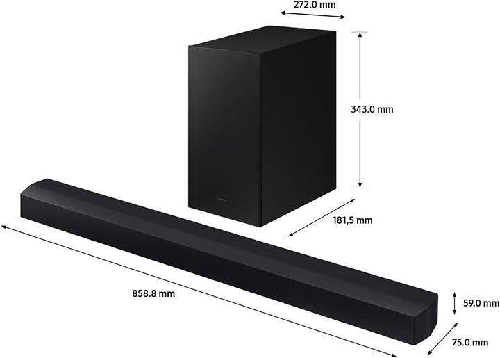 SAMSUNG Soundbar HW-C450/ZF C-Serie, 3 Lautsprecher, Subwoofer Inklusive, 2.1-Kanal-Audio, Adaptive Sound Lite, Black 2023