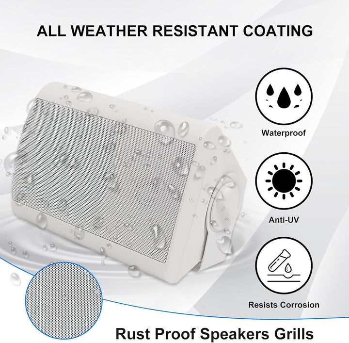Herdio 4 Zoll 400 Watt Außenlautsprecher Outdoor-Lautsprecher Für Outdoor Indoor Wandhalterung Patio Deck Camper Garten, Terrasse, Restaurant (2 Paar/Weiß)