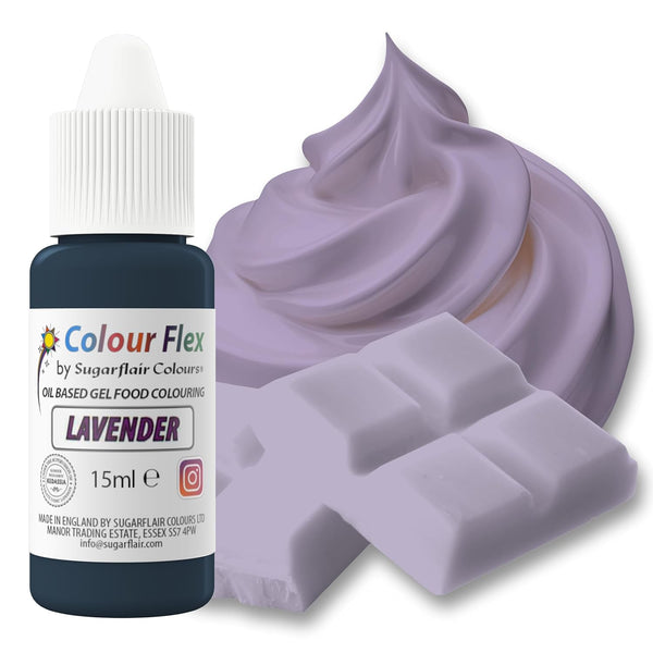 Sugarflair Colourflex Lebensmittelfarbe Auf Ölbasis Lavender, Flüssige Lebensmittel Farbe Hochkonzentriert, Food Coloring Für Buttercreme, Schokolade, Teige, Fondant, Zuckerguss Und Mehr - 15 Ml