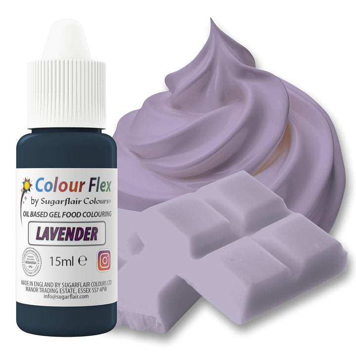 Sugarflair Colourflex Lebensmittelfarbe Auf Ölbasis Lavender, Flüssige Lebensmittel Farbe Hochkonzentriert, Food Coloring Für Buttercreme, Schokolade, Teige, Fondant, Zuckerguss Und Mehr - 15 Ml