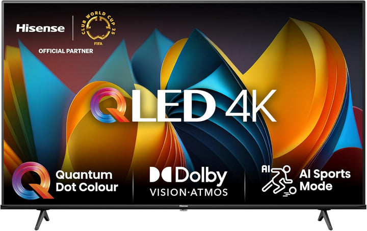 Hisense 50E7NQ 126 Cm (50 Zoll) Fernseher, 4K UHD, QLED, HDR10, HDR10+ Decoding, HLG, Dolby Vision Atmos, 60Hz Panel, Smooth Motion, Bluetooth, Alexa Built-In, VIDAA Voice, Schwarz [2024]