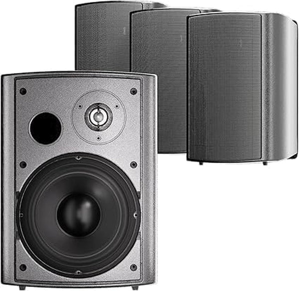 STUDIOFINIX 6,5 Zoll 800 Watt Wasserdicht Außenlautsprecher Outdoor-Lautsprecher Wandmontage-Lautsprecher Für Haus Terrasse Veranda Garten Überdachte Terrasse (2 Paar, Schwarz)