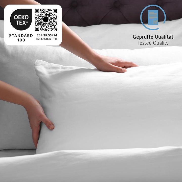 Pernă 80X80 Cm set de 2, pernă certificată Oeko-Tex cu umplutură de pernă 1000G, potrivită pentru alergici, lavabilă