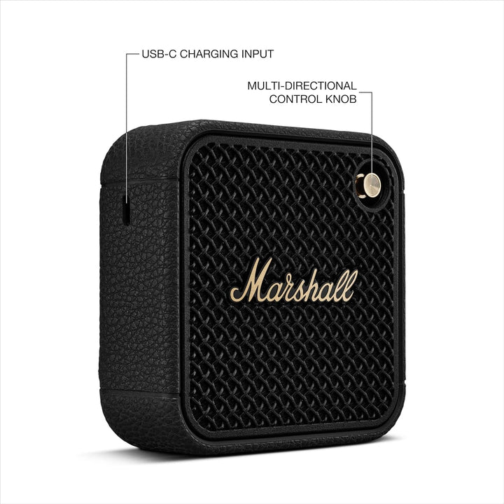 Marshall Willen II Difuzor Bluetooth, fără fir, peste 17+ ore de redare, IP67 rezistent la apă - negru și alamă