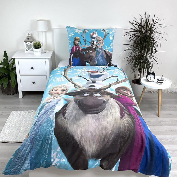 Disney Frozen Snowflakes 03 Kinderbettwäsche Bettbezug 160 X 200 Cm Und Kissenbezug 70 X 80 Cm 100% Baumwolle
