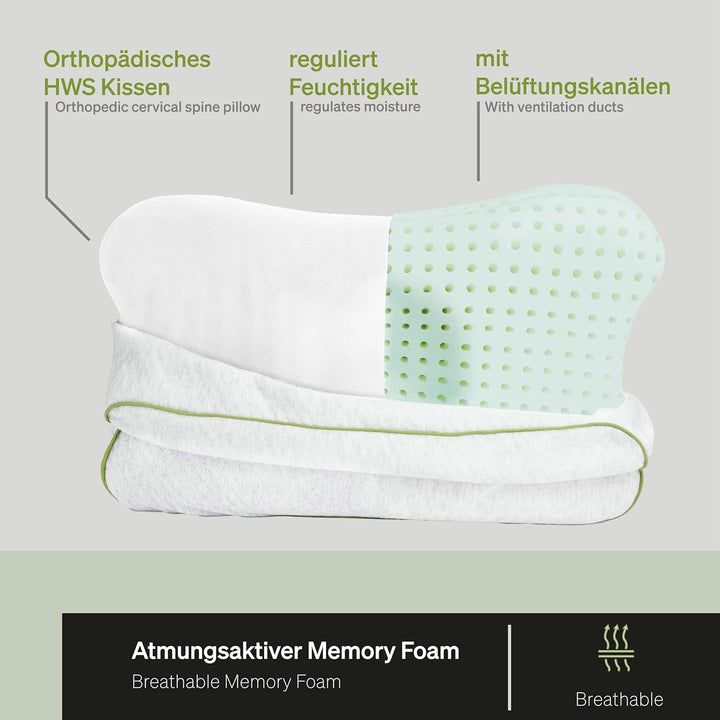 BLACKROLL® Recovery Pillow Set Jersey, pernă ortopedică pentru coloana cervicală din spumă cu memorie - Fabricat în Germania