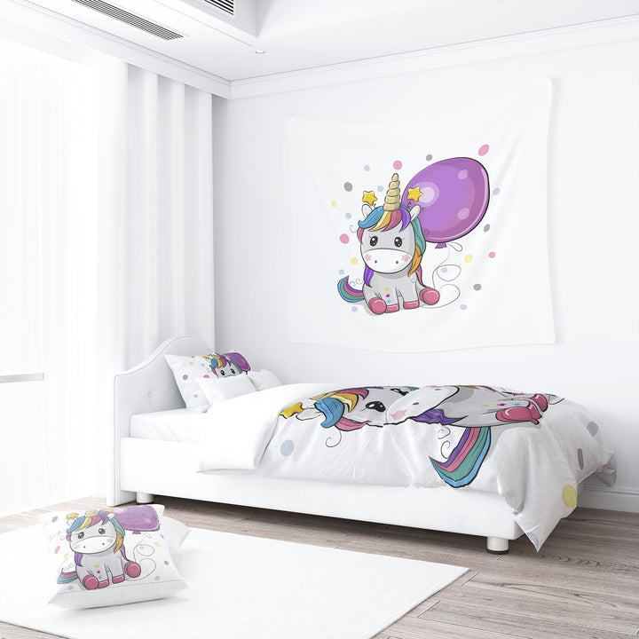ZTYROLJ Einhorn Bettwäsche 100X135 Für Mädchen Kinder,Weich Mikrofaser Einhorn Bettbezug,Atmungsaktiv Einhorn Kinderbettwäsche 100X135 Mit Reißverschluss+40X60 Kissenbezüge