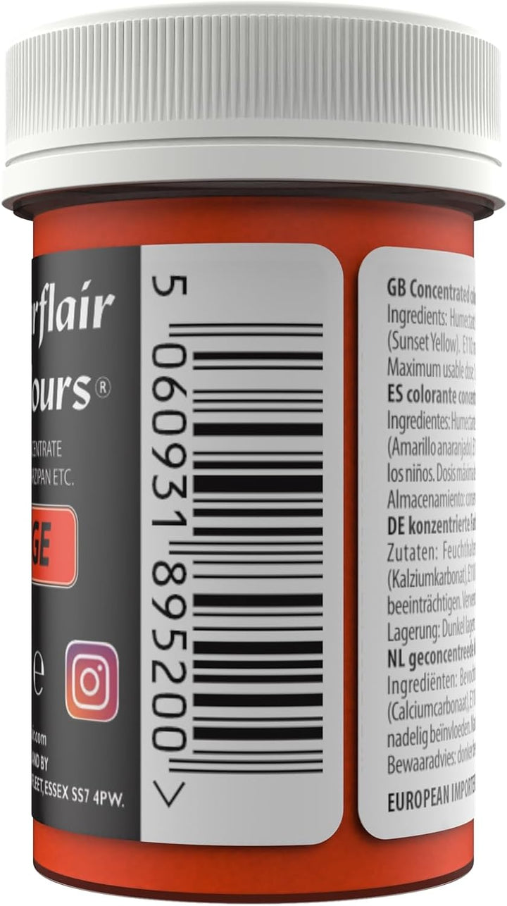 Sugarflair Lebensmittelfarbe Pasta Pastel Orange, Pasta Lebensmittel Farbe Für Fondant Und Marzipan, Spectral Concentrated Paste Colours - 25G