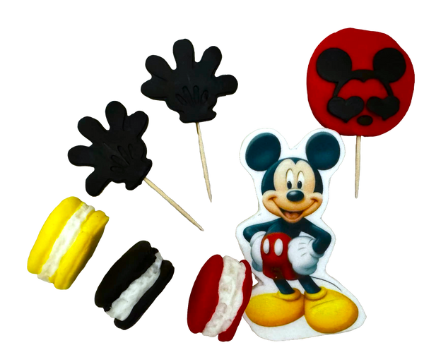 Поставете 7 ядливи декорации от захарна паста, Mickey Mouse
