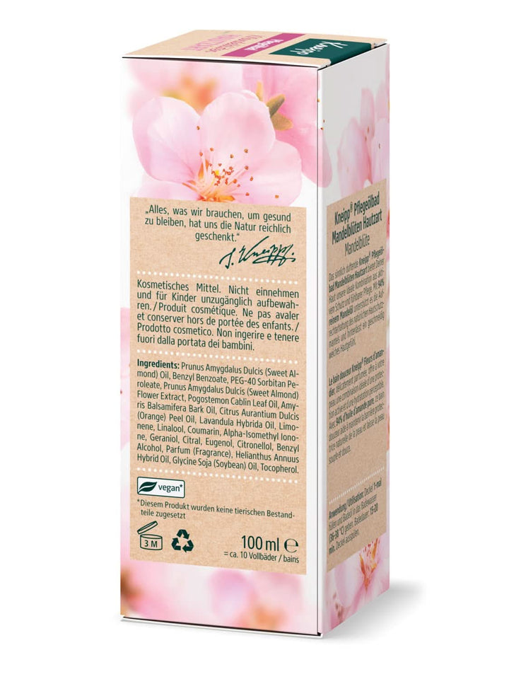 Kneipp, ulei de baie, cu 94% ulei pur de migdale, pentru piele uscată și sensibilă - 100 ml
