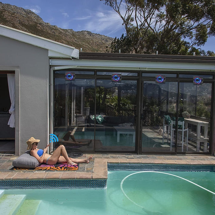 5,25 Zoll Bluetooth Außen-Lautsprecher Wasserdicht 600Watt Mit Stereo-Verstärker Verkabelt Für Außenbereich Terrasse Garage Haus (4 Schwarze Outdoor-Lautsprecher)