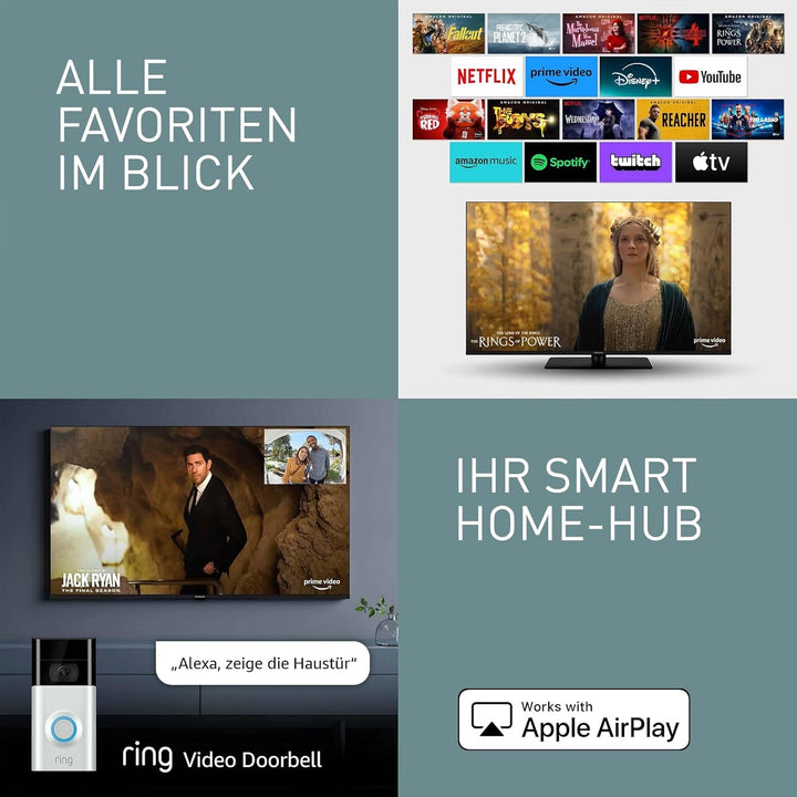 Panasonic TV-50W80AEZ, W80 Serie 50 Zoll 4K Ultra HD LED Smart TV, 2024, Fire TV, Dolby Vision & Atmos, Game Mode Plus, Alexa Sprachsteuerung, Airplay, Schwarz