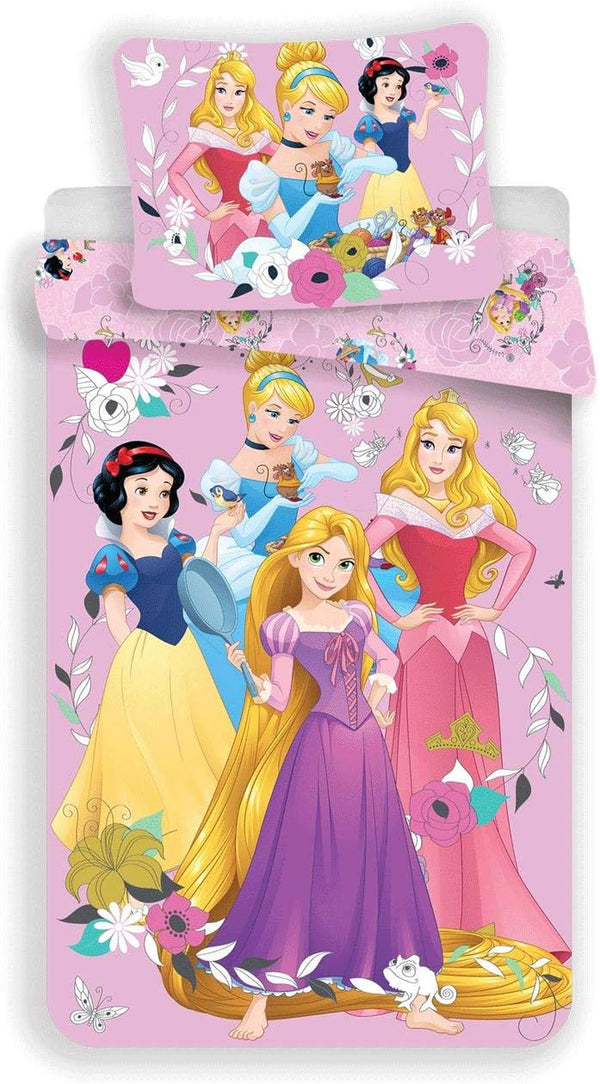Prinzessinnen Bettbezug Für Kinder, Bettwäsche 140 X 200 Cm, Kissenbezug 70 X 90 Cm, 100 % Baumwolle