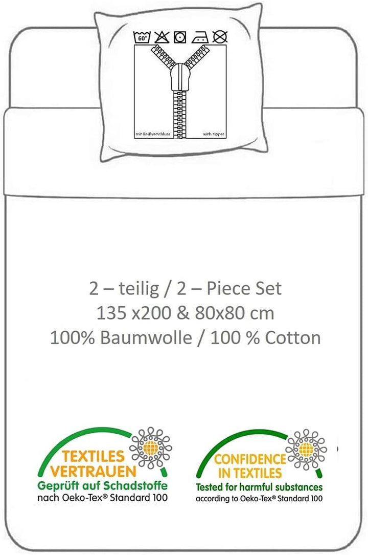 Theonoi Set 2 Teilig Kinder Bettwäsche Bettbezug Wendebettwäsche 135X200 80X80 Baumwolle Kinderbettwäsche Öko-Tex Standard Deutsche Standardgröße (Fast and Furious)