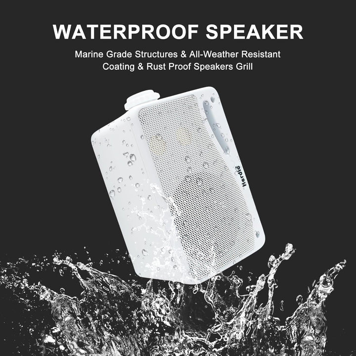 3,5 Zoll Bluetooth Outdoor Lautsprecher Marine Lautsprecher 3 Wege 200W Wasserdicht Weatherproof Für Outdoor Indoor Patio Garten Deck Camper Boot Terrasse Restaurant (1 Paar, Weiß)