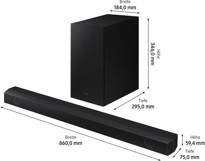 Samsung HW-B540 2.1-Kanal B-Soundbar (Deutsches Modell), Dolby 2.0 Und DTS Virtual:X, Adaptive Sound Lite, Game Mode [2022], Schwarz