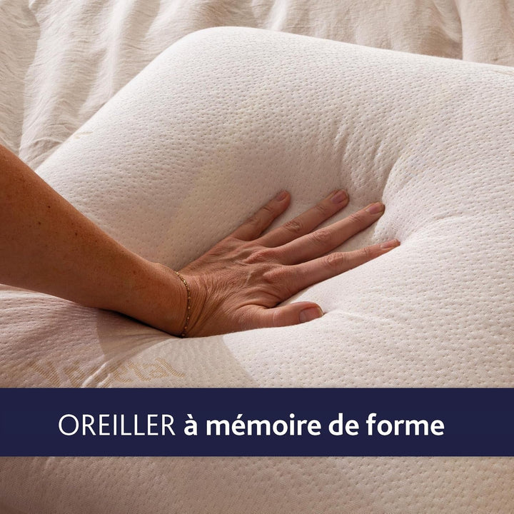 Pernă, Ergonomică, Vegetală, 45 X 70 Cm, Formă de memorie, Dreptunghiulară, Umplutură 100% MDF, Partea inferioară din bumbac, Capac din poliester - Ulei de ricin